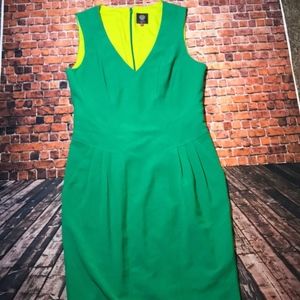Vince Camuto V-Neck Green Sleeveless Dress